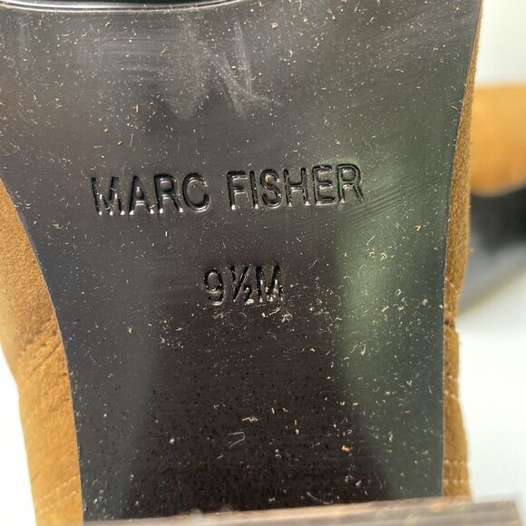 Marc Fisher Maree Western Pointed Toe Suede Bootie Pull-On High Block Heel - Picture 8 of 14